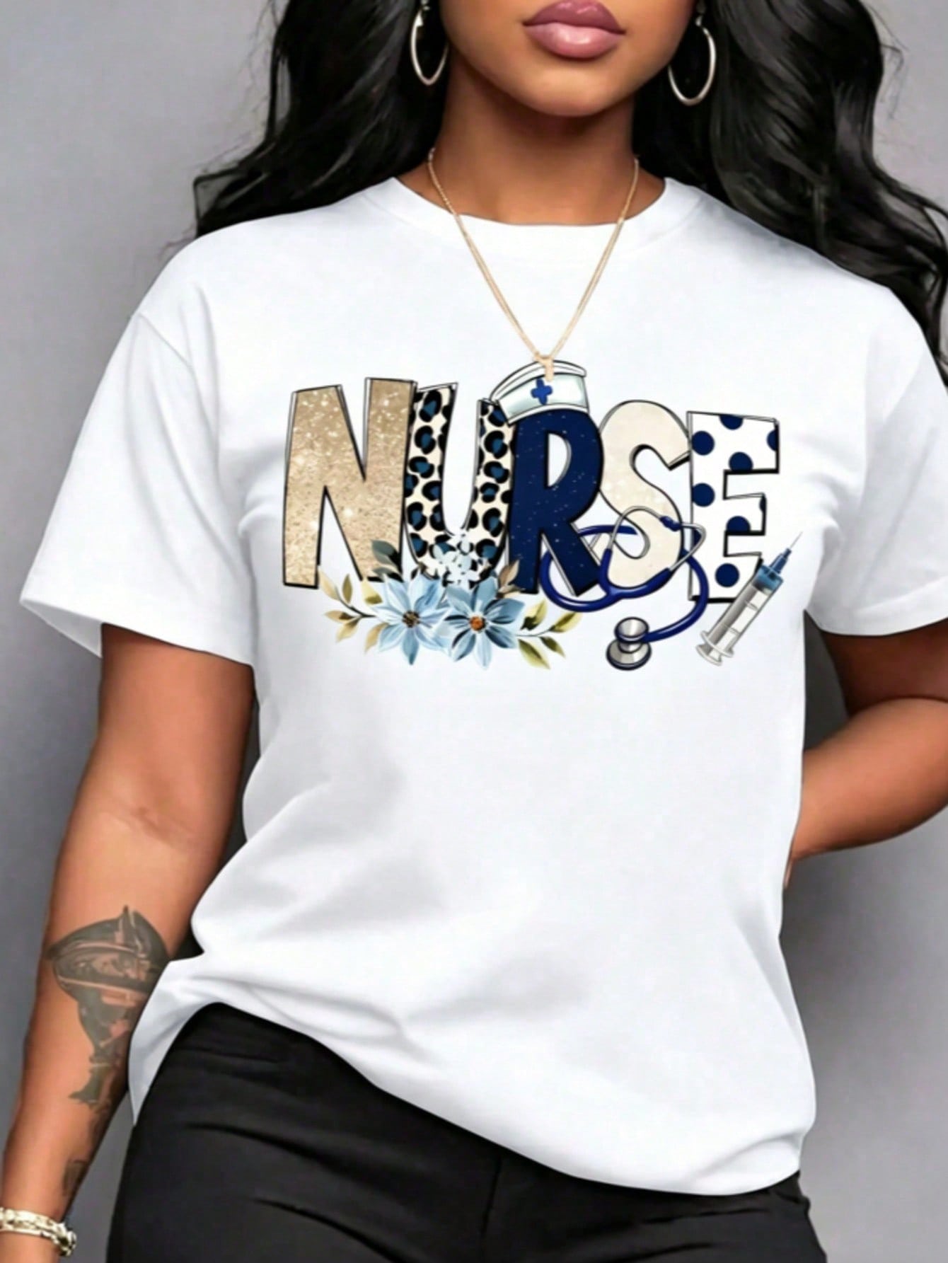 Stethoscope - Women's Nurse Print Tee - In